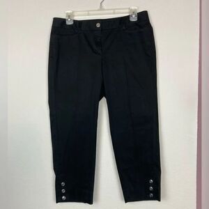White House Black Market Black Slim Capri w/ snap legs cute!